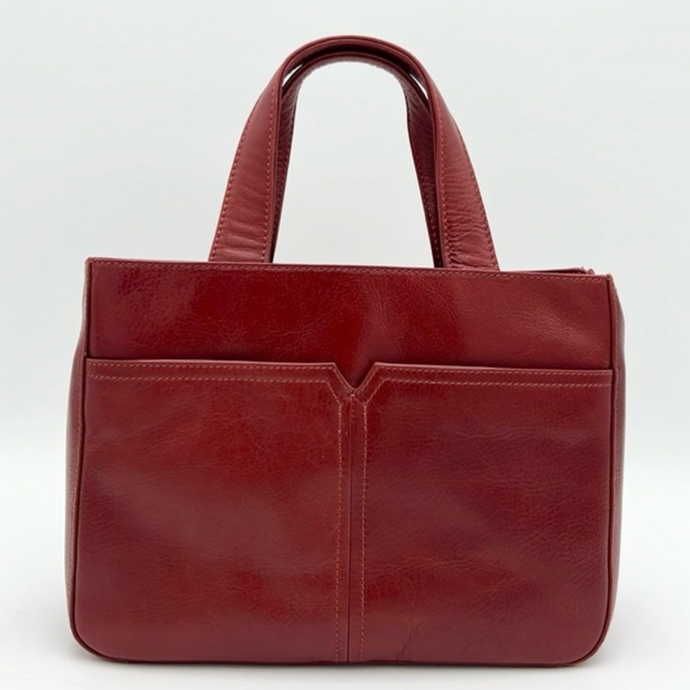 DEREK ALEXANDER TABLET FRIENDLY WHISKEY RED LEATHER TOTE BAG PURSE